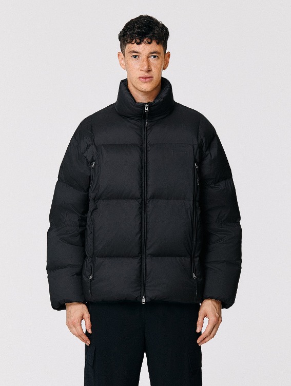 PIPING PUFFER DOWN JACKET-BLACK