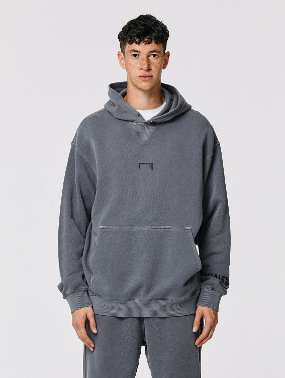 GOALSTUDIO SMALL LOGO PIGMENT DYED HOODIE-CHARCOAL