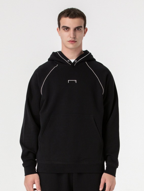 [SALE] SMALL LOGO PIPING HOODIE-BLACK