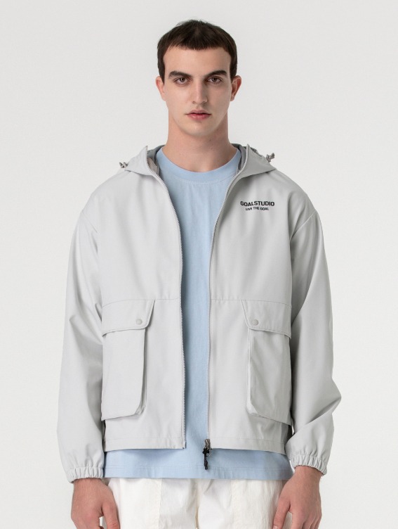 [OUTER 20% SALE] 3LAYER HOODED UTILITY JACKET-LIGHT GREY