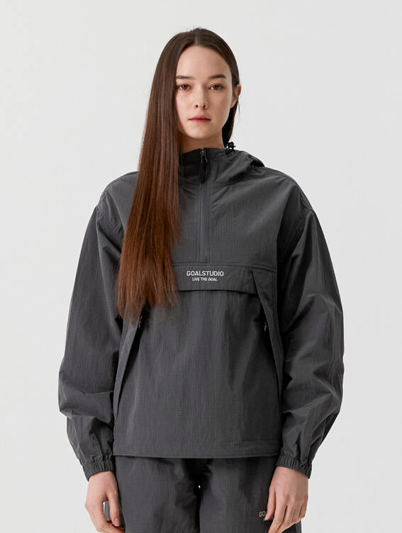 [10% SALE] RIPSTOP HOODED ANORAK-CHARCOAL