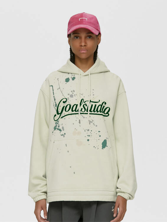 GOALSTUDIO SCRIPT LOGO HOODIE-LIGHT BEIGE