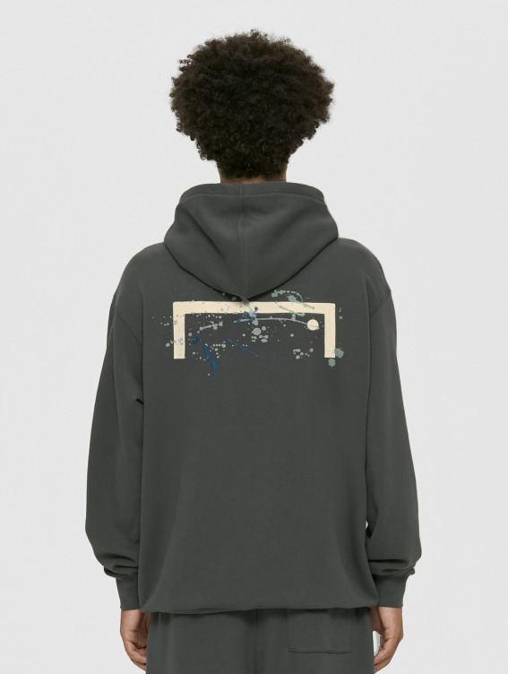 GOALSTUDIO ESSENTIAL BIG LOGO PAINTED HOODIE-CHARCOAL