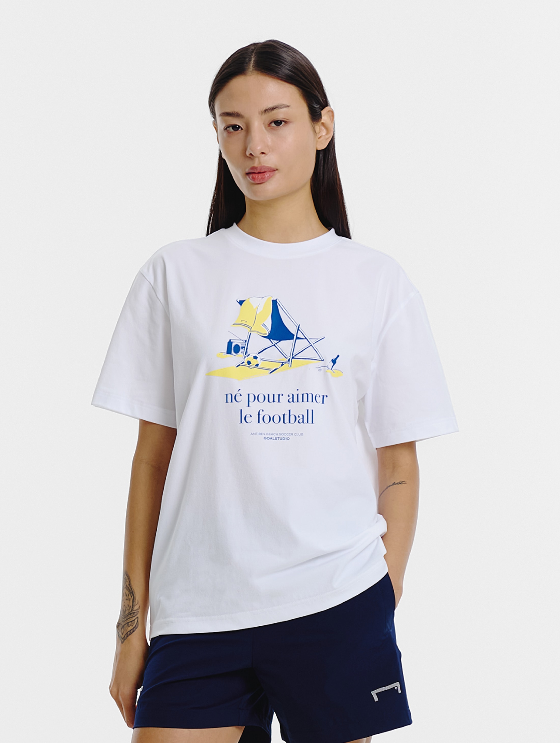 ★GOAL STUDIO★ ANTIBES BEACH BLUE WAVE TEEWHITE G4MTS703WT ANTIBES BEACH BLUE WAVE TEE-DARK NAVY - GOALSTUDIO
