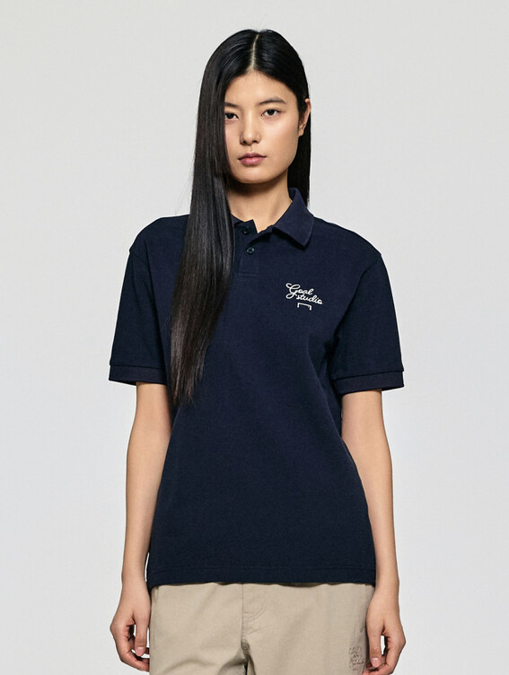 [ACTIVE SALE 50%] SCRIPT PIQUE POLO SHIRT-NAVY