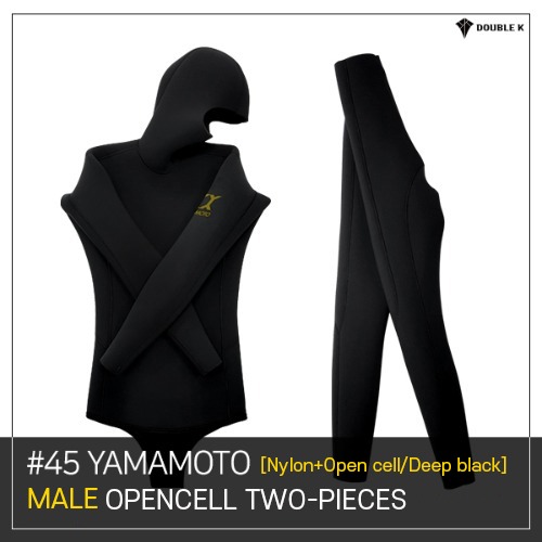 Double K Freediving #45 YAMAMOTO 3/4/5/7mm Men&amp;#39;s Two Piece Diving Suit Deep Black