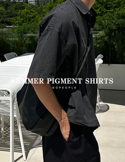 브릿 피그먼트 반팔 셔츠(5color) (먹색 , 카키 6.20(목) 입고예정)