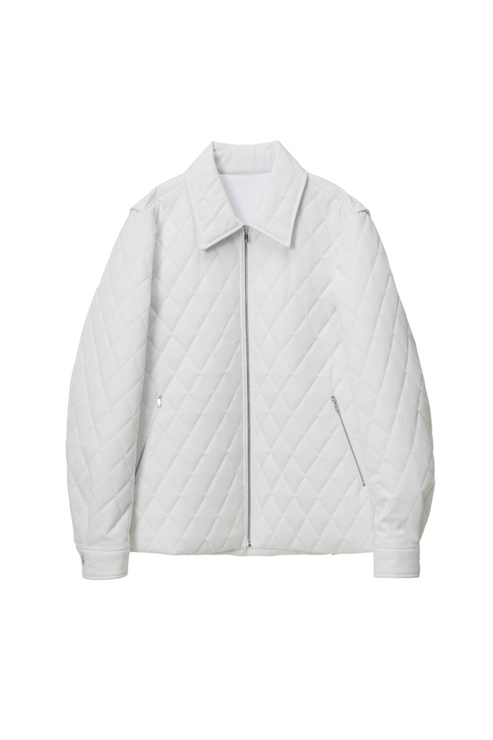 M DIAMOND QUILTED TWILL JACKET WHITE