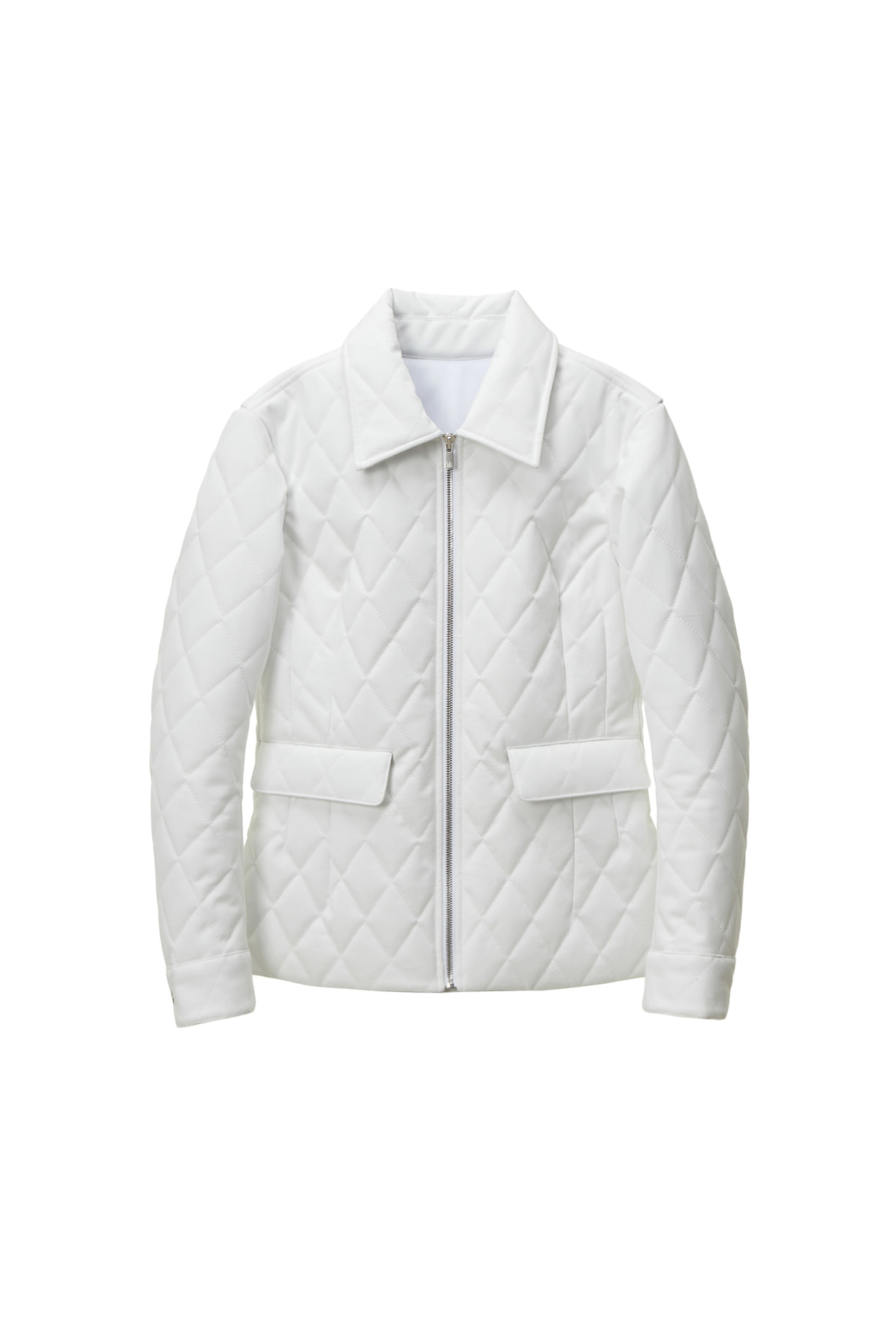 W DIAMOND QUILTED TWILL JACKET WHITE