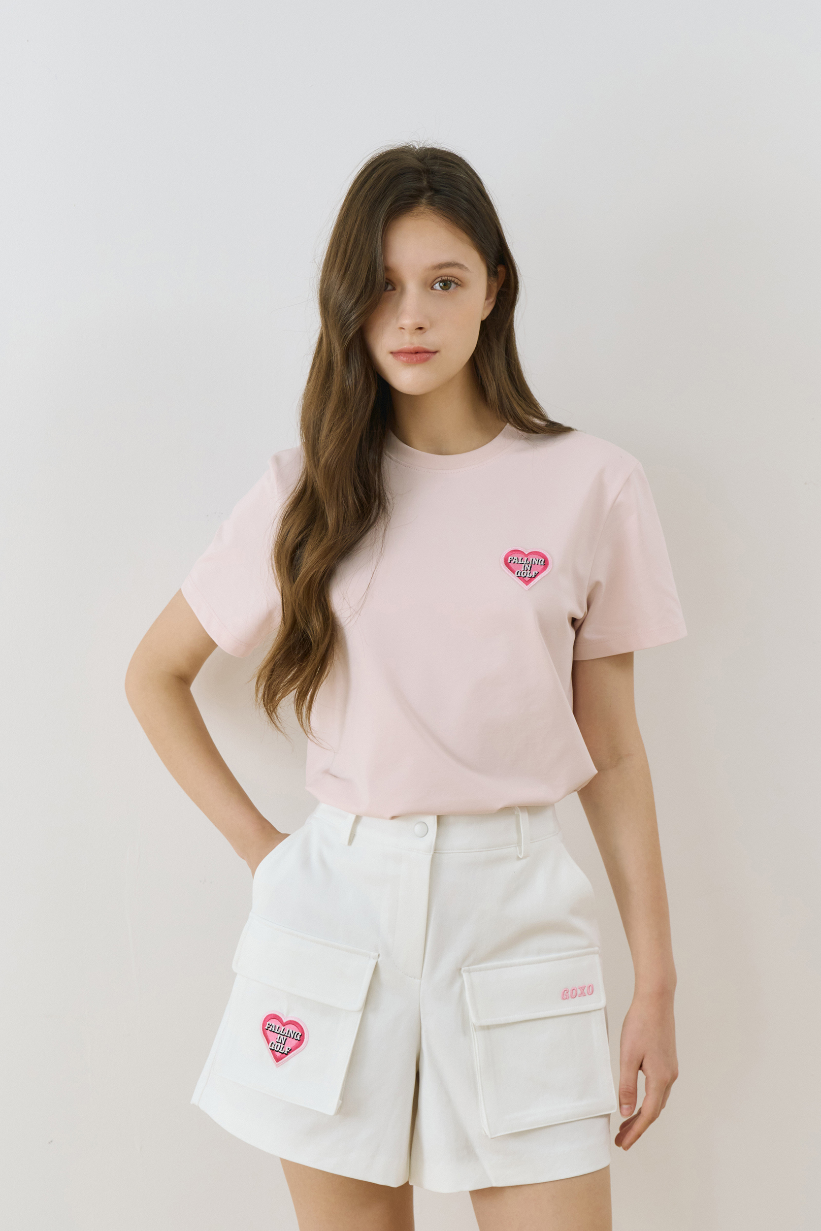 폴링인골프 스판 라운드 티셔츠 핑크