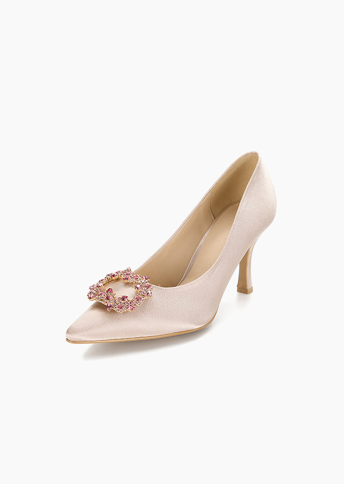 Grace Satin Ornament Heel (Pink)