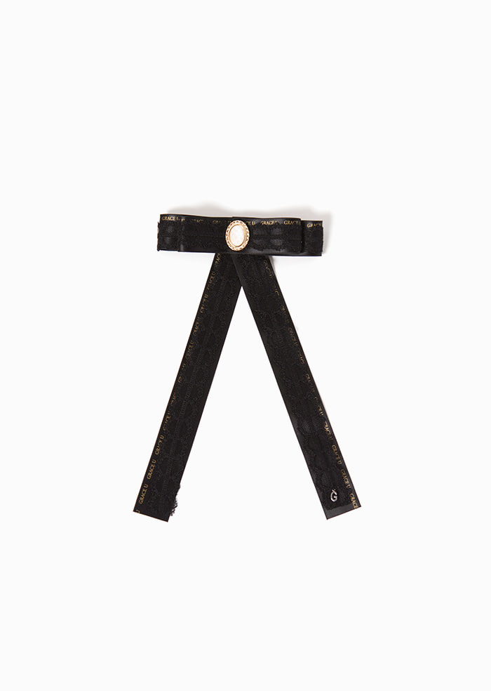 Ribbon Bow Brooch (Black)