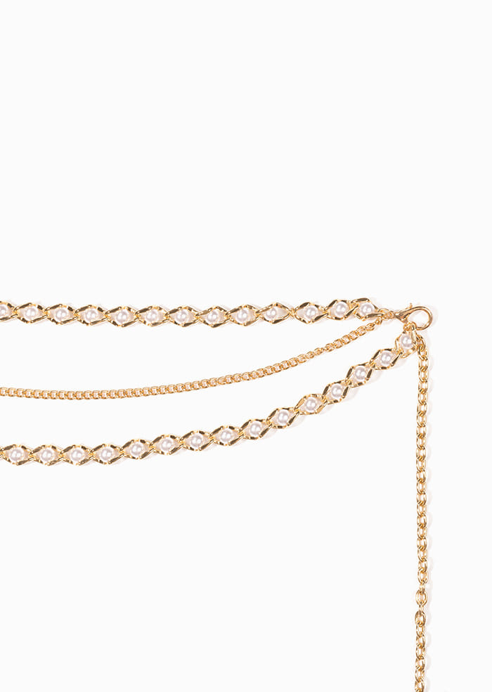 Pearl Double Chain Belt (Gold)