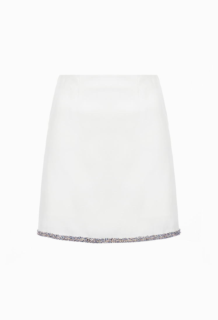 Hailey Trimming Skirt Pant (White)