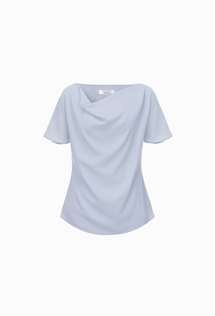Clio Short Sleeve Blouse (Blue)