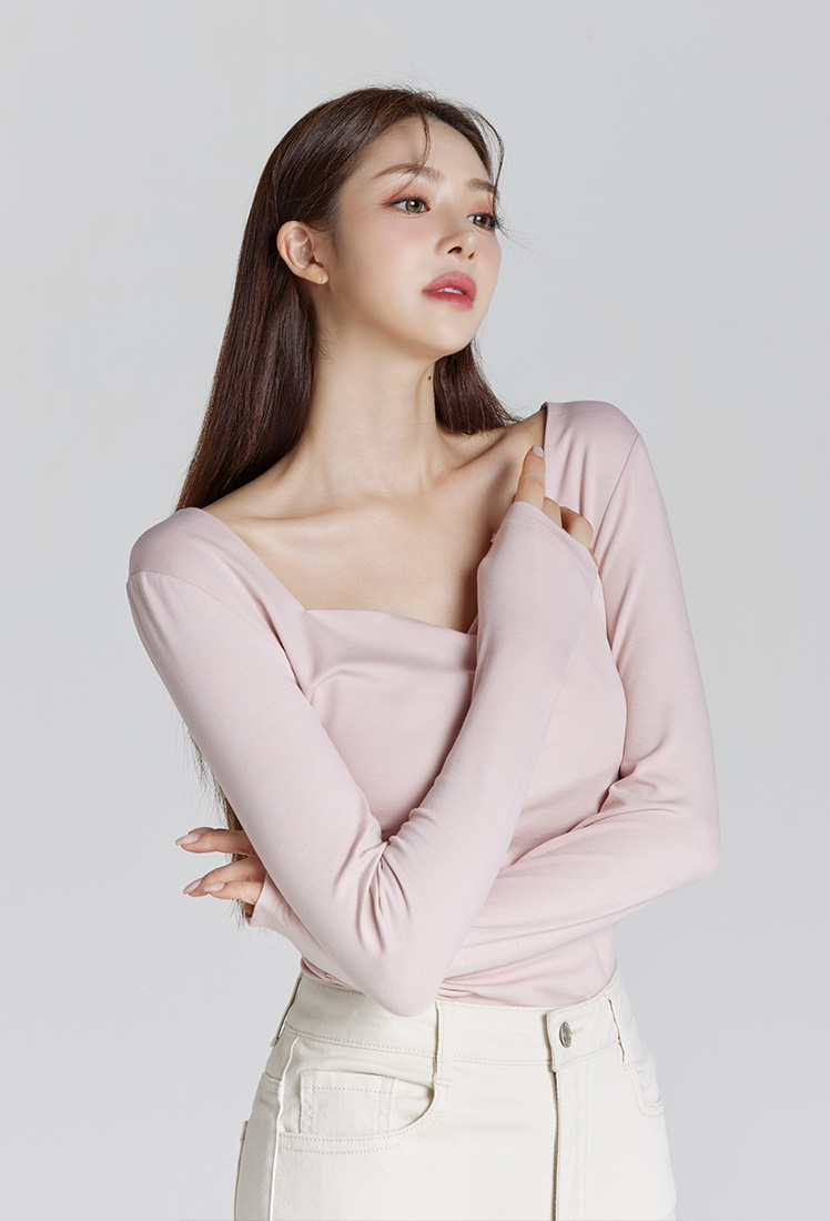 Cindy Heart Neck Long Sleeves (4 Color)