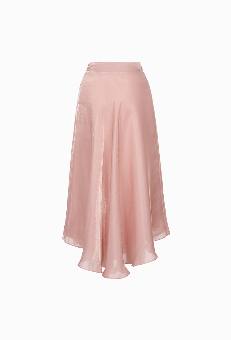 Daisy Satin Flare Skirt (Rose Pink)