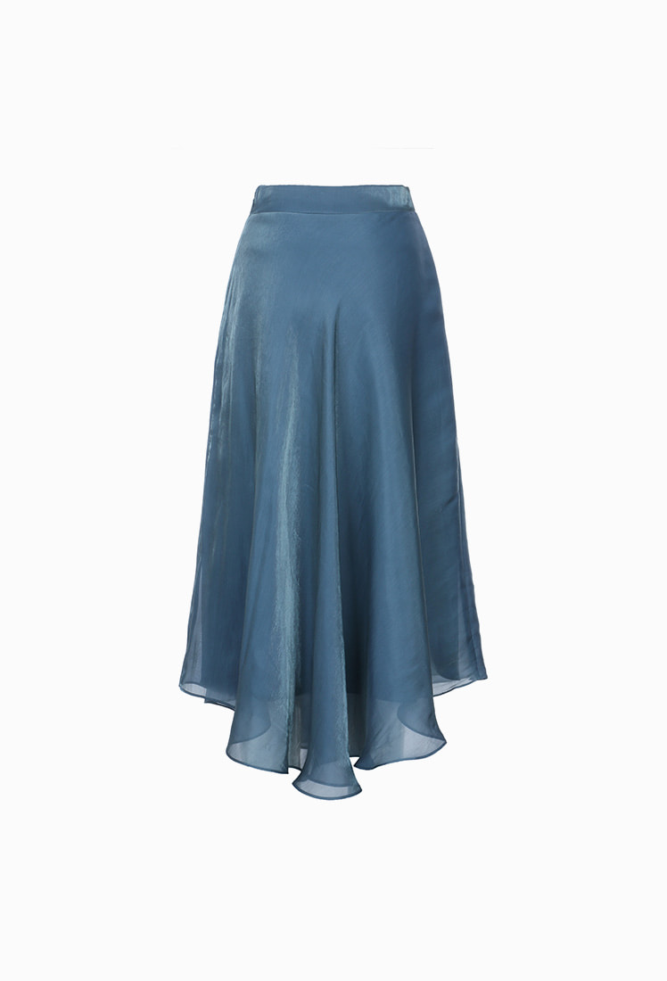 Daisy Satin Flare Skirt (Deep Green)