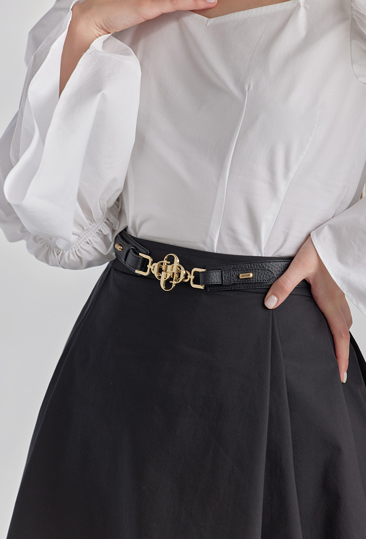 Grace Leather Logo Belt (Black)