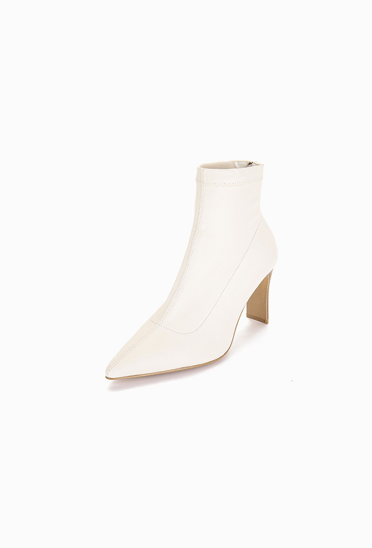 Grace Lambskin Span Ankle Boots (Ivory)