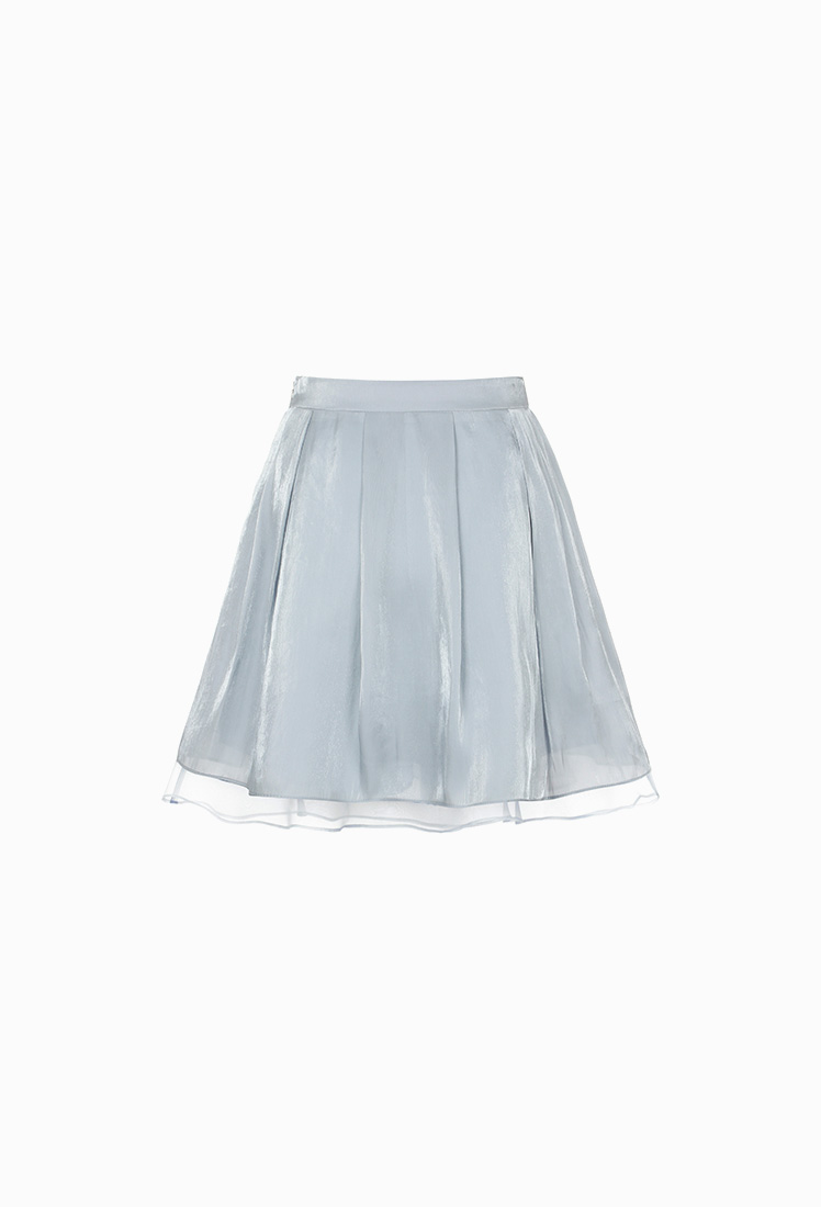 Daisy Satin Mini Skirt (Blue)