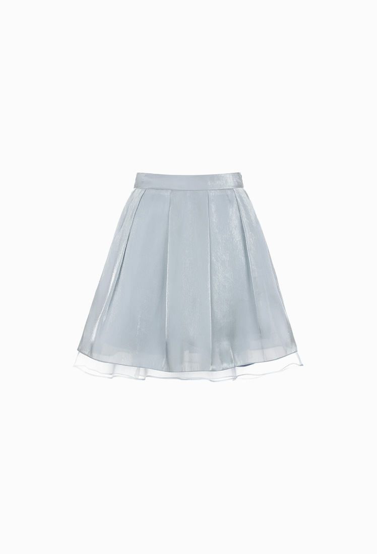 Daisy Satin Mini Skirt (Blue)