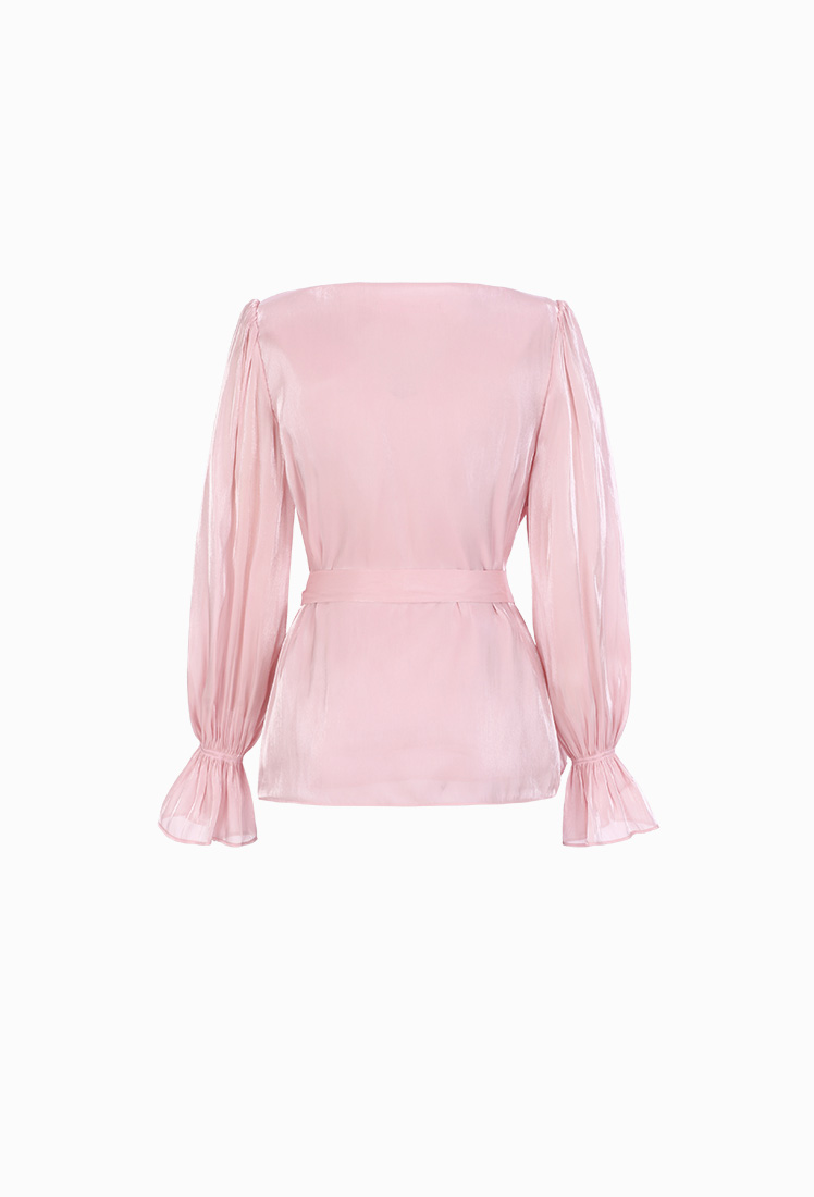 Daisy Satin Square-neck Blouse (Pink)