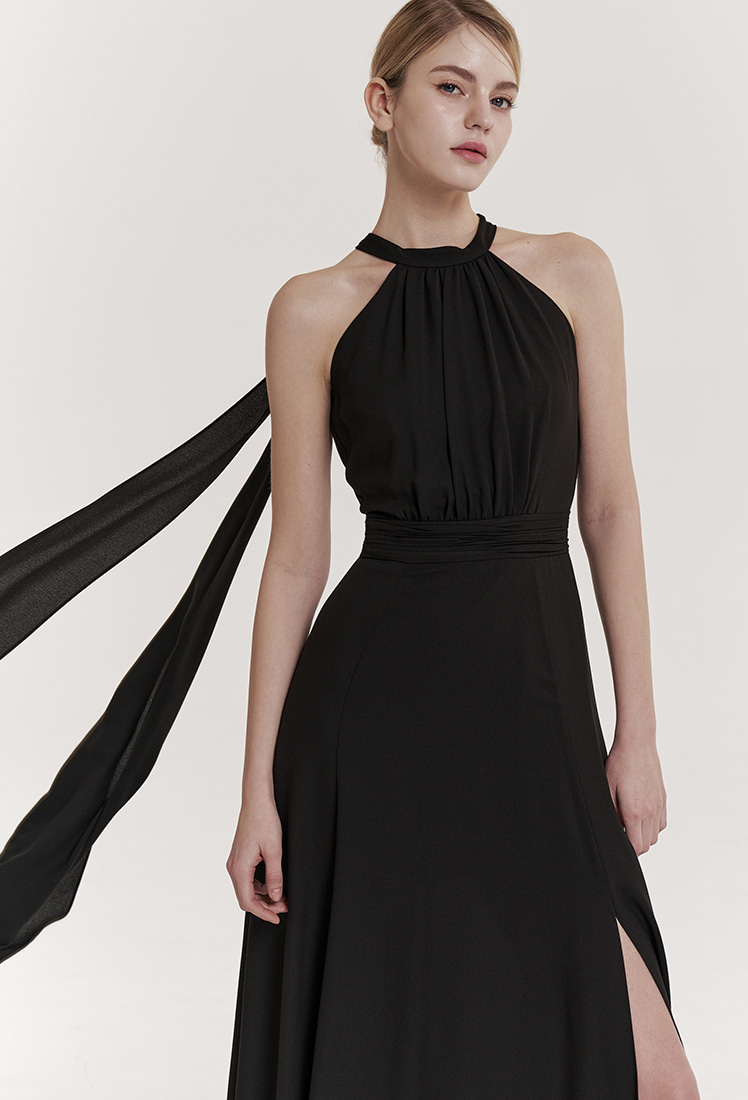 Isabel Halter-Neck One-piece (Black) - GRACE U