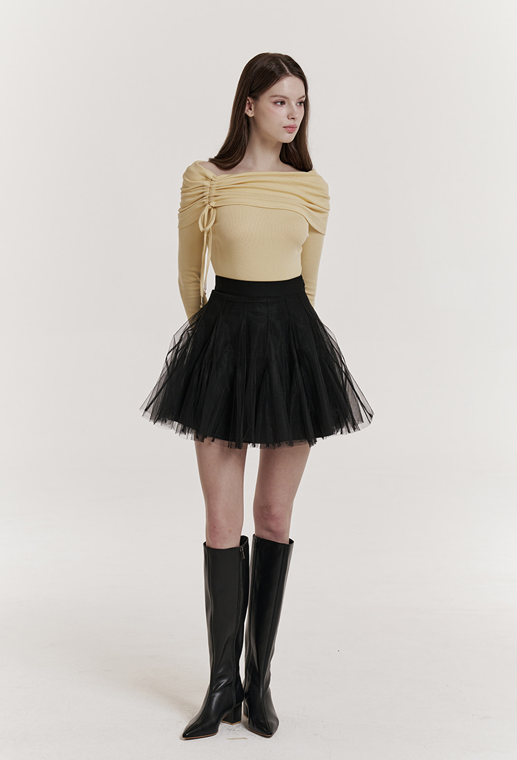 ★GRACE U★韓国高級ブランド★Etoile Banding Sha Skirt★3色 Hazi] Etoile Banding Sha Mini Skirt (Black) - GRACE U