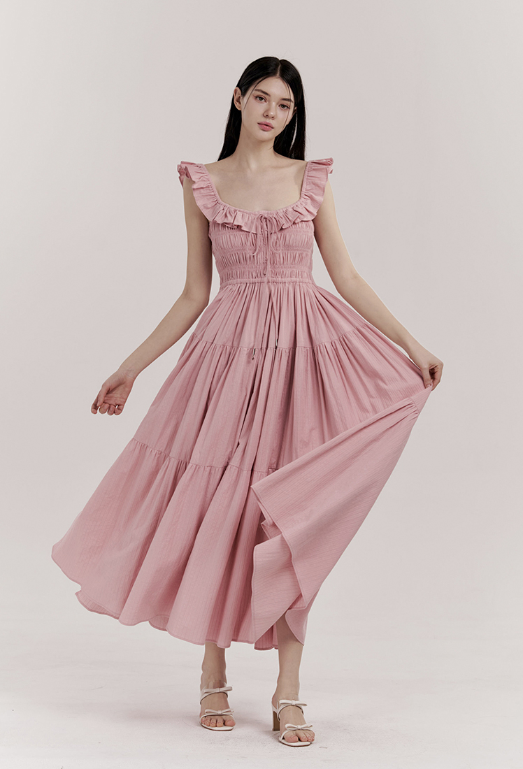 Liana Frill One-piece(Pink)★バカンスルック★[Grace U] Liana Frill One-piece (Pink) - GRACE U