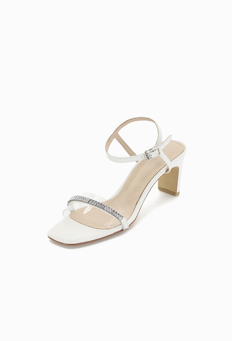 Grace PVC Strap Sandal Heel (White)