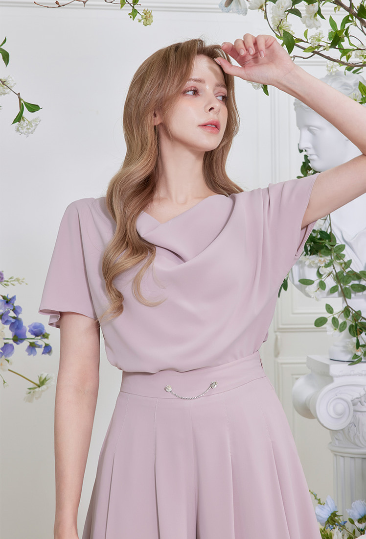 Clio Short Sleeve Blouse (Pink)