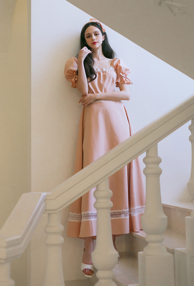 Gemma Lace Home Dress (Pink)