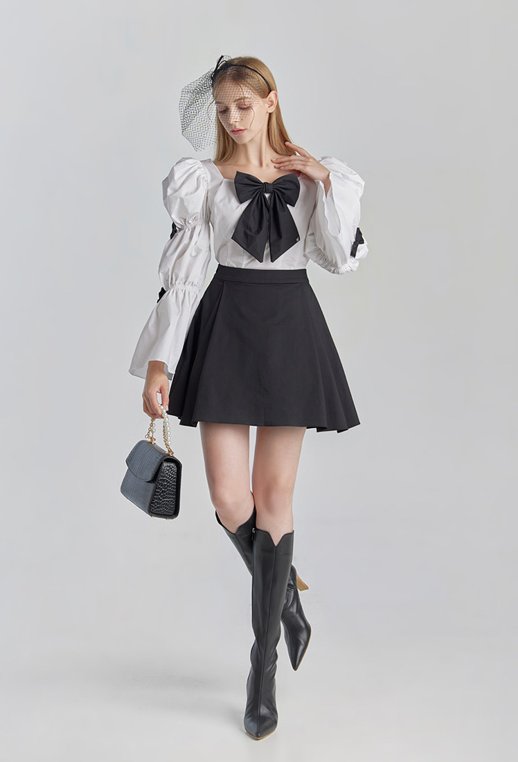 Rosa Cotton Mini Skirt (Black)