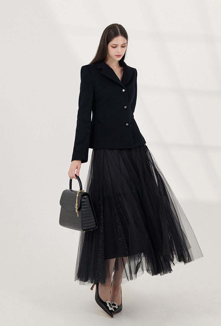 Etoile Banding Sha Skirt (Black)