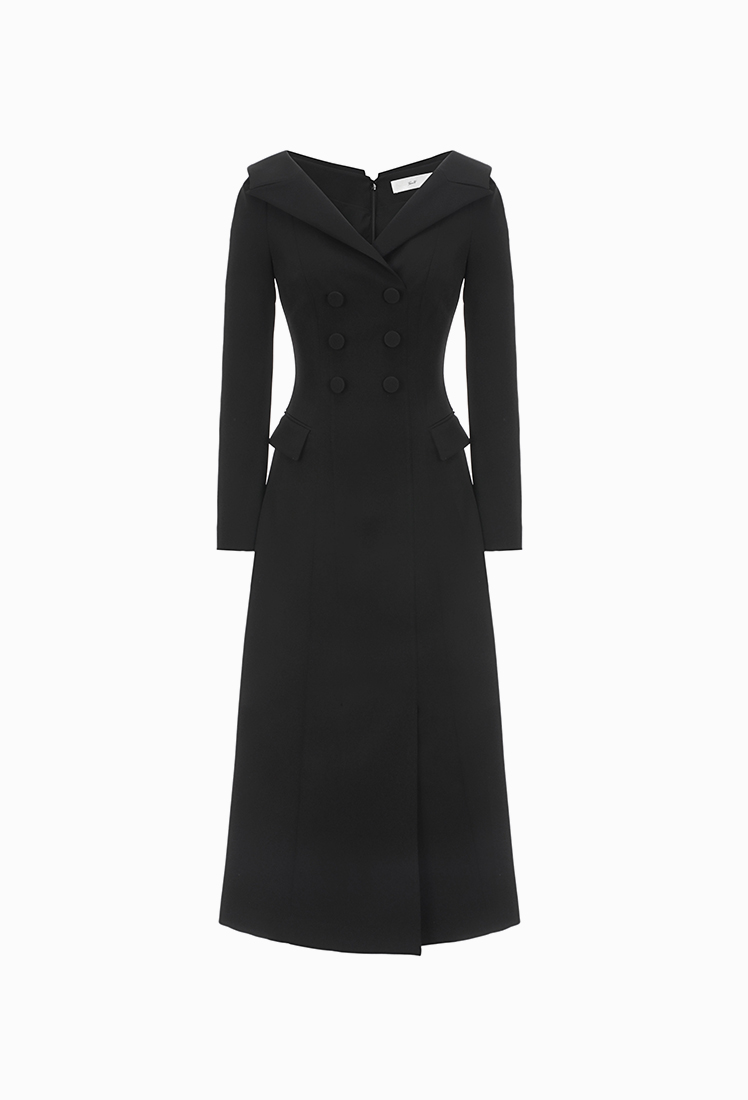 Off-Shoulder Jacket Dress (Black)