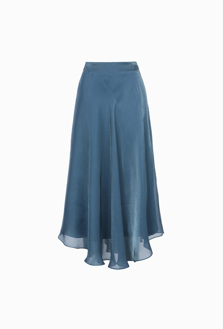 Daisy Satin Flare Skirt (Deep Green)