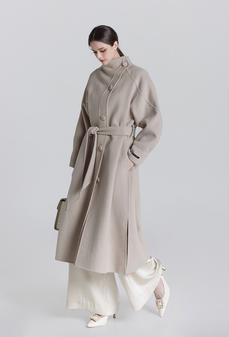 Lina Oversize Fit Handmade Coat (Beige)