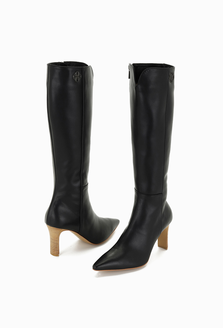 Grace Leather Long Boots (Black)