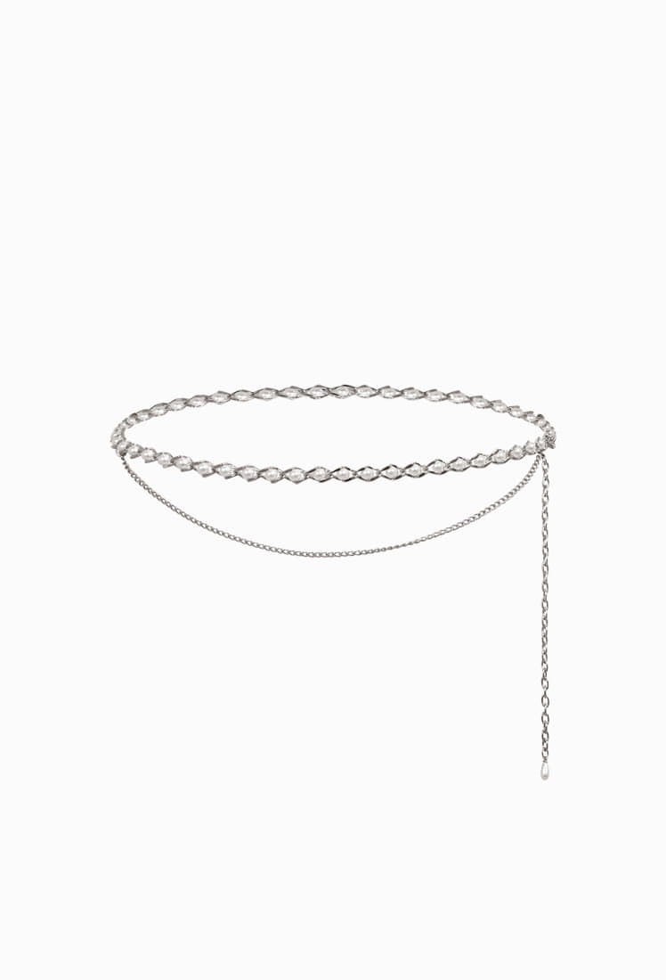 Pearl Double Chain Belt (Silver)