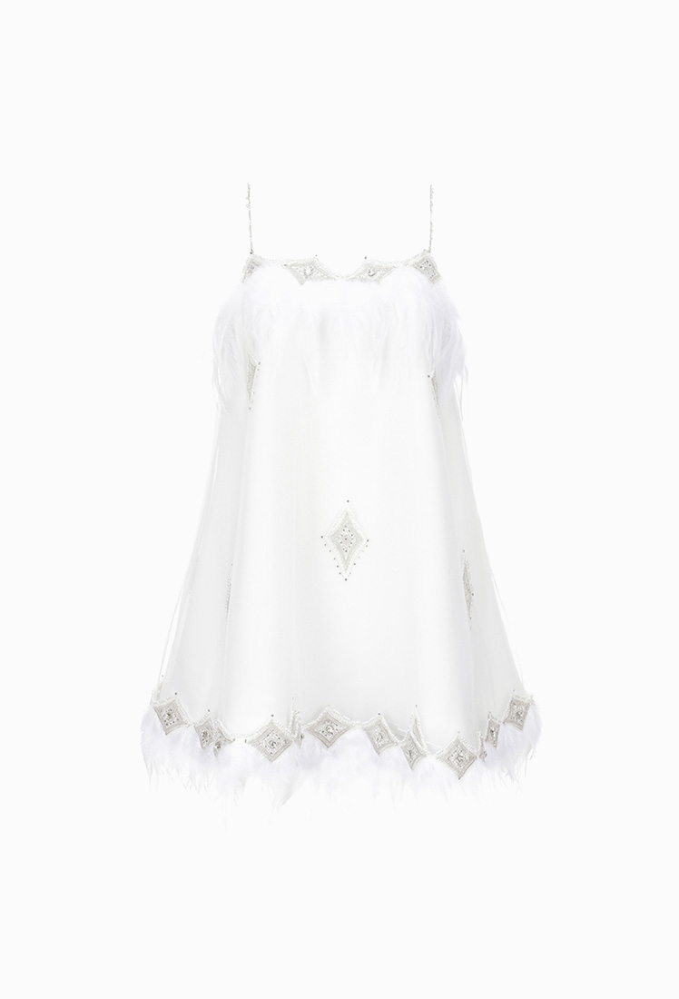 Angela Wedding Mini Dress (White)
