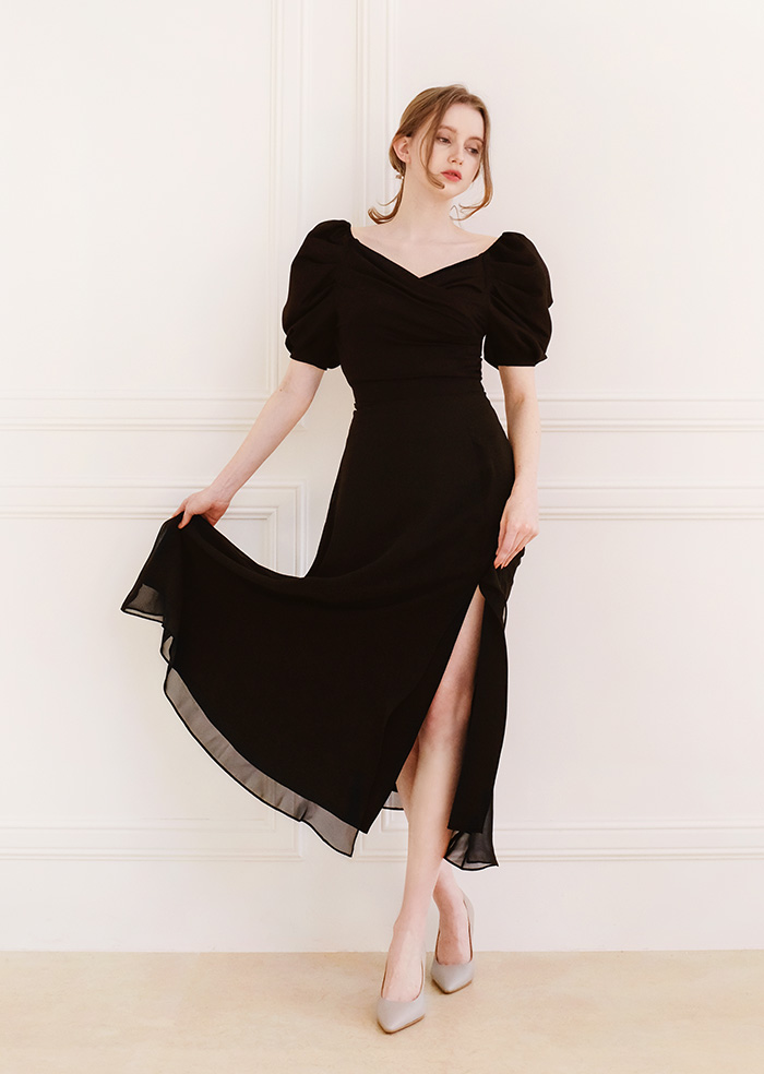 Elin Flare Slit Skirt (Black)
