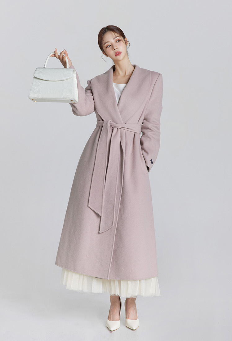 Carol Shawl Collar Handmade Coat (Pink)
