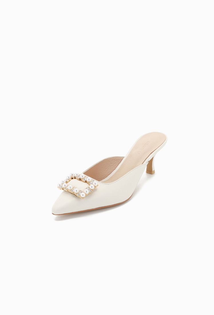 Grace Pearl Leather Mule (Ivory)