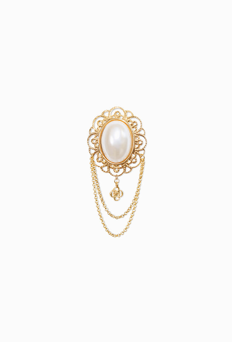 Pearl Chain Brooch (Gold)