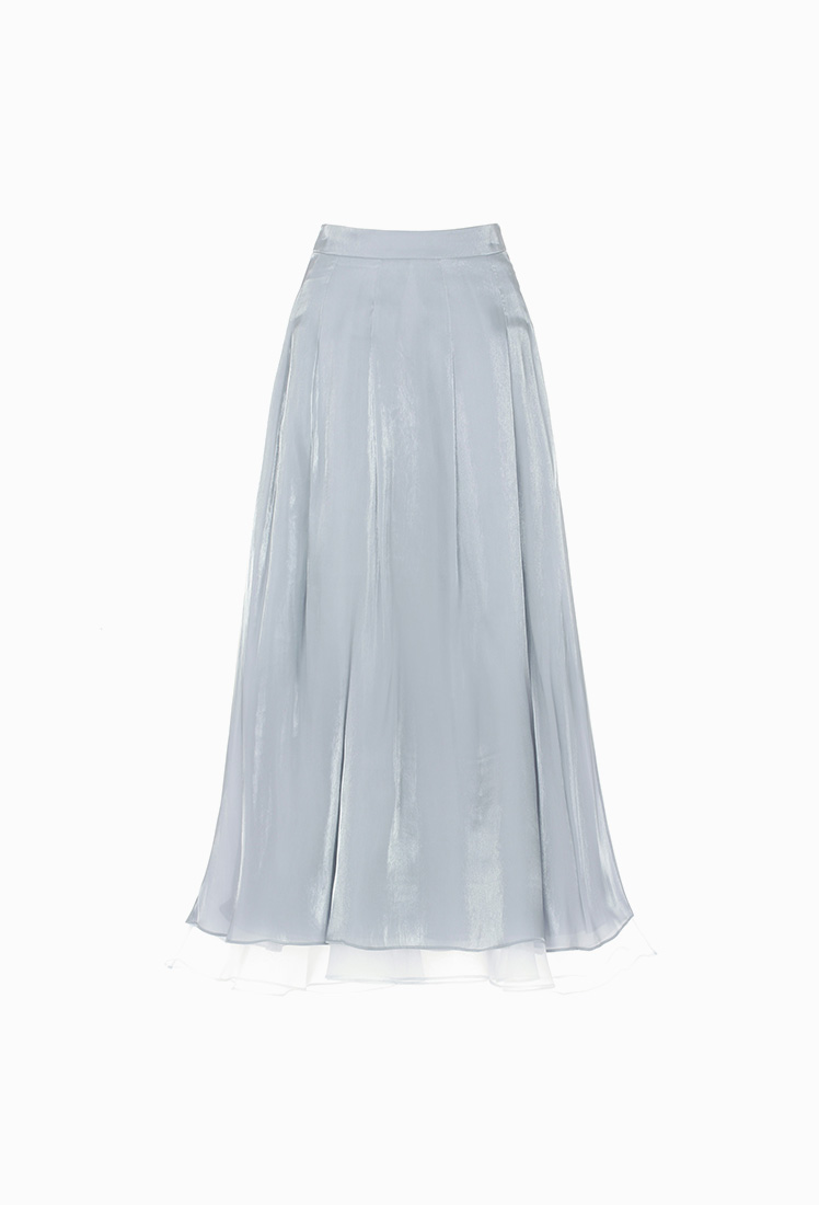Daisy Satin Long Skirt (Blue)