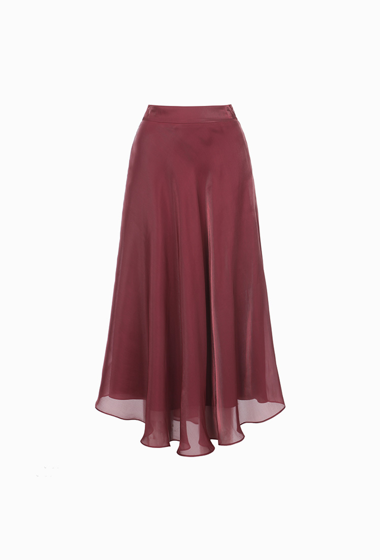 Daisy Satin Flare Skirt (Wine)