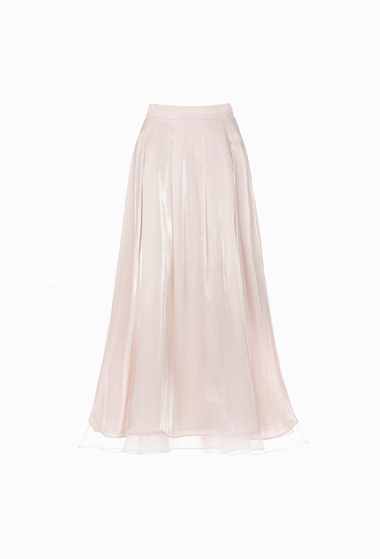 Daisy Satin Long Skirt (Light Pink)