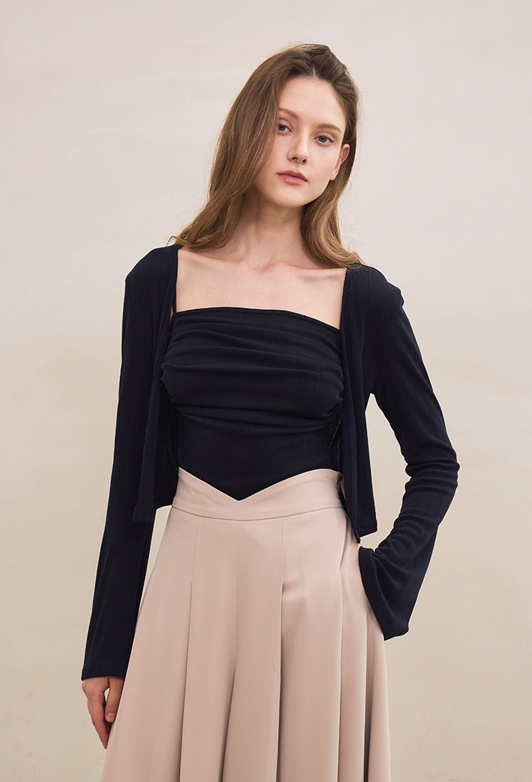 Etoile Banding Sha Mini Skirt (Black) - GRACE U