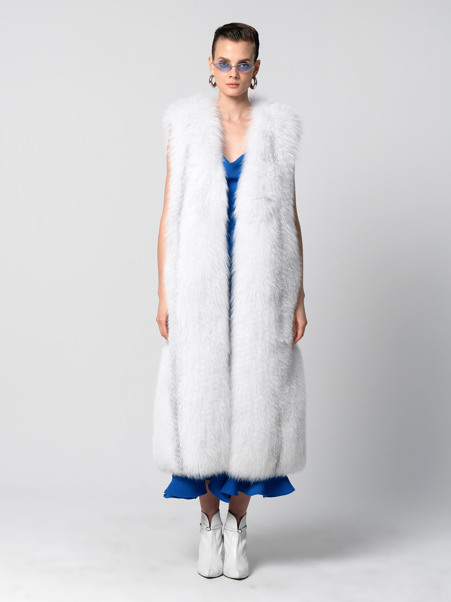Marble Frost Fox Fur Long-Coat